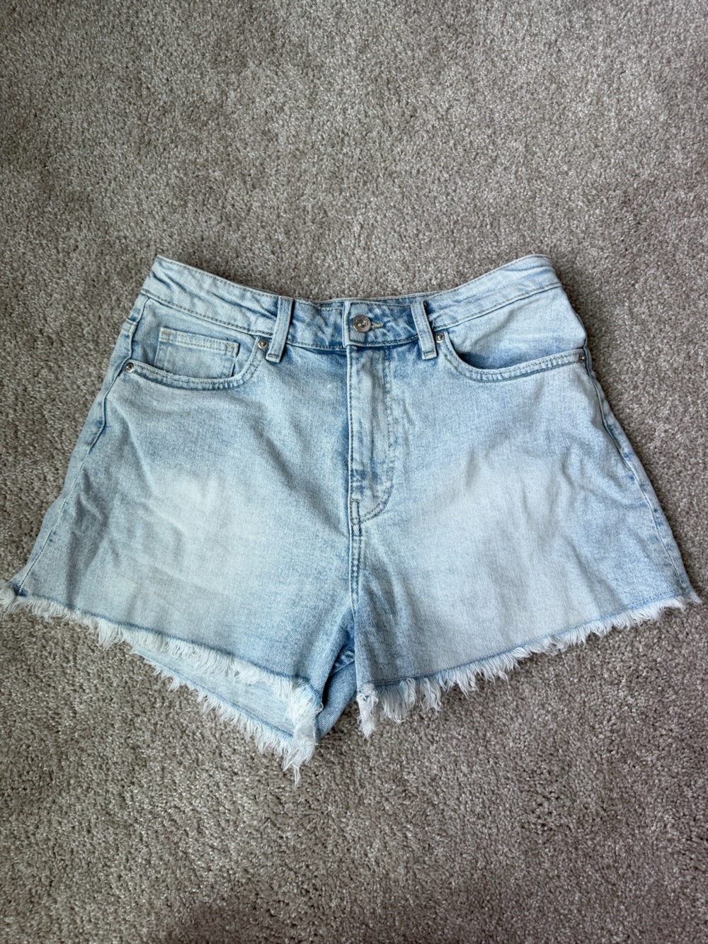 H&M Light Blue Frayed Denim Shorts - Women